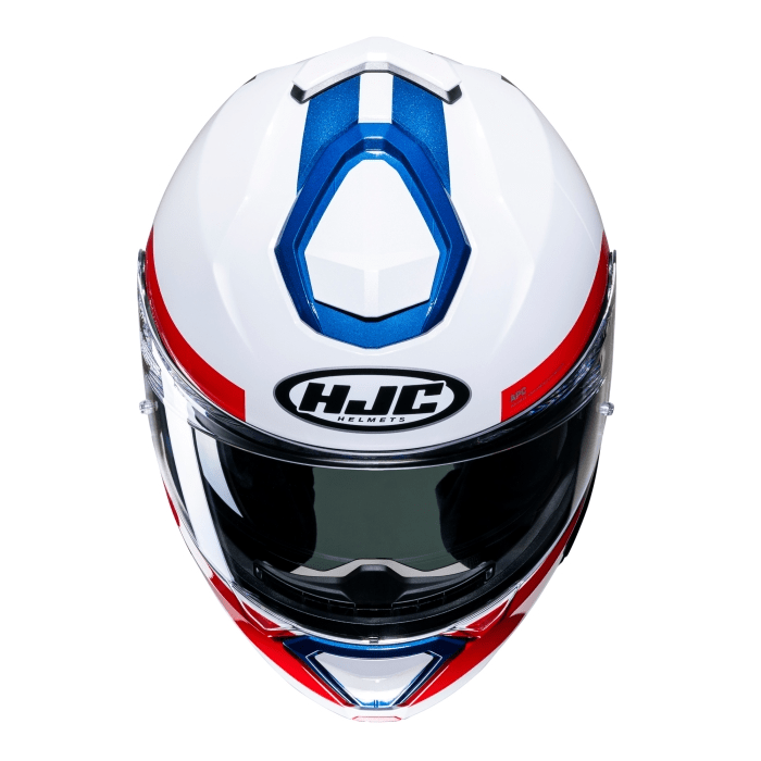 HJC I91 Bina Full Face Motorcycle Helmet White/Blue/Red Front