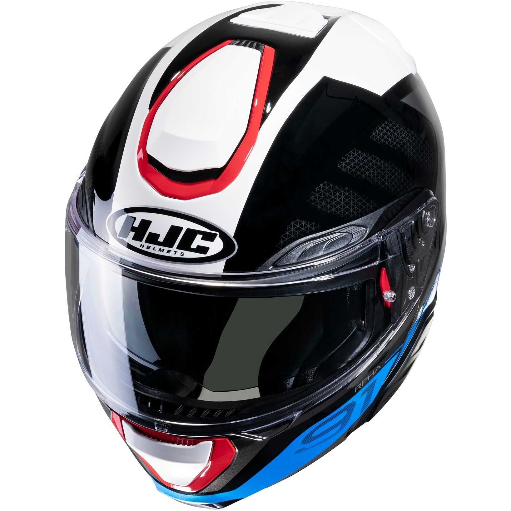 HJC-RPHA91 RAFINO MC21 Modular Motorbike Helmet White Red Blue