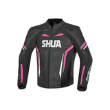 SHUA INFINITY WOMEN MOTORCYCLE LEATHER JACKET BLACK FUCHSIA