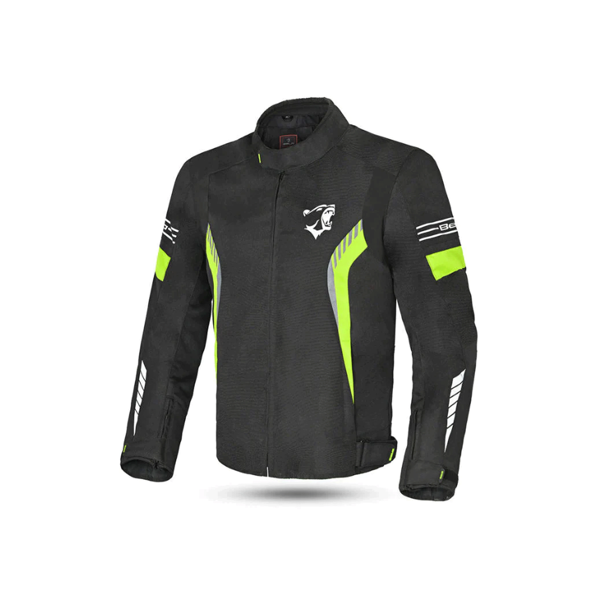 BELA Bradley Textile Motorbike Riders Jacket Black Yellow Flou