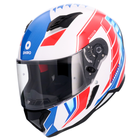 SHIRO CASCO HUNTER SH-890 EDGE BOANCO PEARL AZUL ROJO