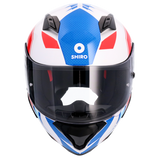 SHIRO CASCO HUNTER SH-890 EDGE BOANCO PEARL AZUL ROJO