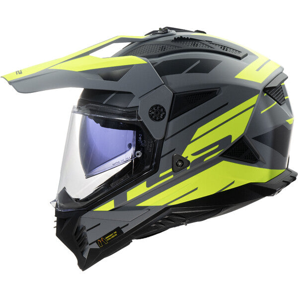 LS2 MX702 PIONEER Namib Adventure Helmet M.Grey H-V Yellow