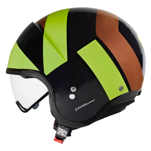 NOLAN N21 06 TANGENT 348 M MINI JET HELMET BLACK LIGHT GREEN BROWN