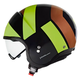 NOLAN N21 06 TANGENT 348 M MINI JET HELMET BLACK LIGHT GREEN BROWN