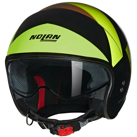 NOLAN N21 06 TANGENT 348 M MINI JET HELMET BLACK LIGHT GREEN BROWN