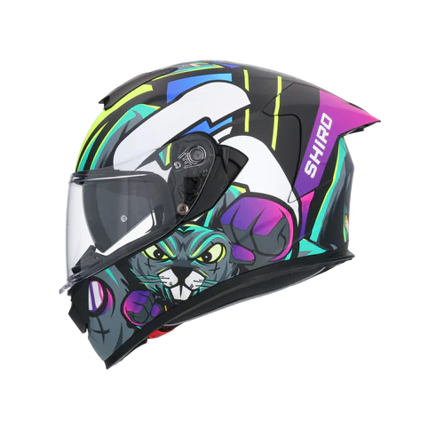 SHIRO RAPTOR CRAZY RABBIT HELMET MULTICOLOR MATTE - SECURTEX MOTOR SL (t/a MaximoMoto)