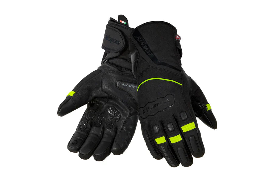 SEVENTY SD-T7 GOBI Men Motorcycle Gloves Black Yellow Fluro