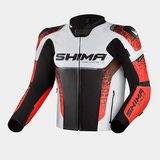 SHIMA STR 2.0 MOTORCYCLE LEATHER JACKET RED FLUO