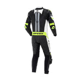 Spyke Estoril 1PC Motorcycle Racing Leather Suit Black White Yellow Fluro