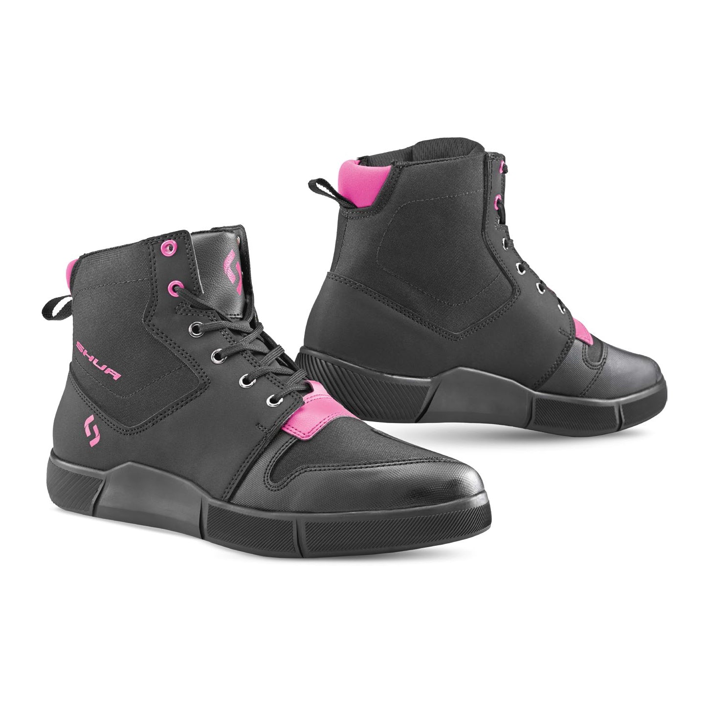 SHUA Oddin Women Urban Motorcycle Boots Black Fuchsia