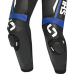 Shua infinity motorcycle leathers black blue front knees