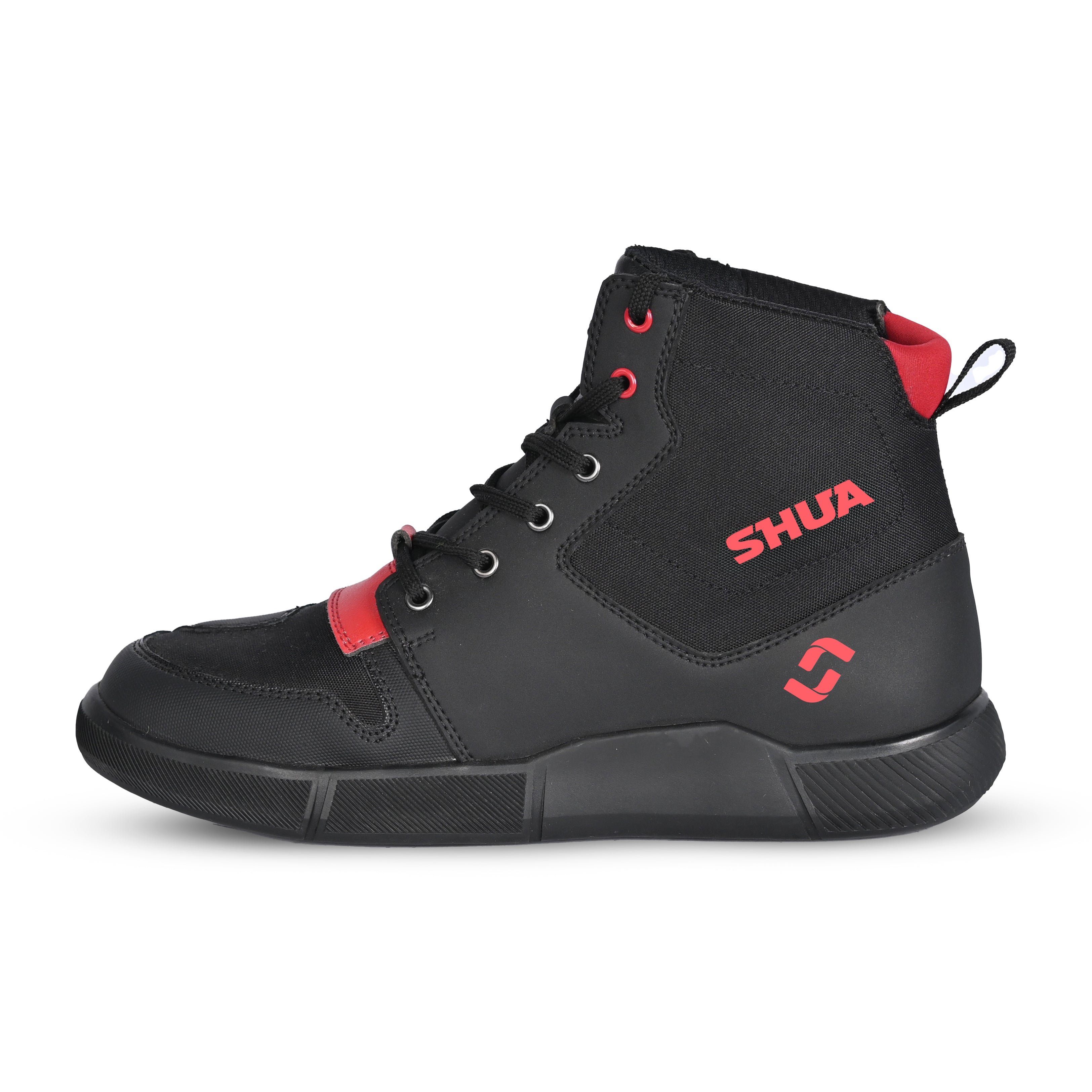 SHUA Oddin Urban Men's Motorcycle Boots Black Red