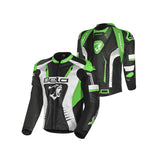 BELA X-Race Motorcycle Racing Leather Jacket Black/White/Green