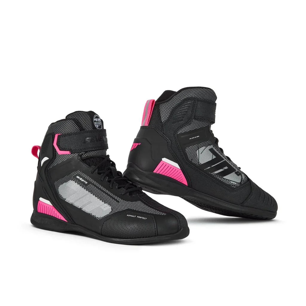 SEVENTY SD-BR2 VELOCE Unisex Summer Motorcycle Boots Black/Pink/White