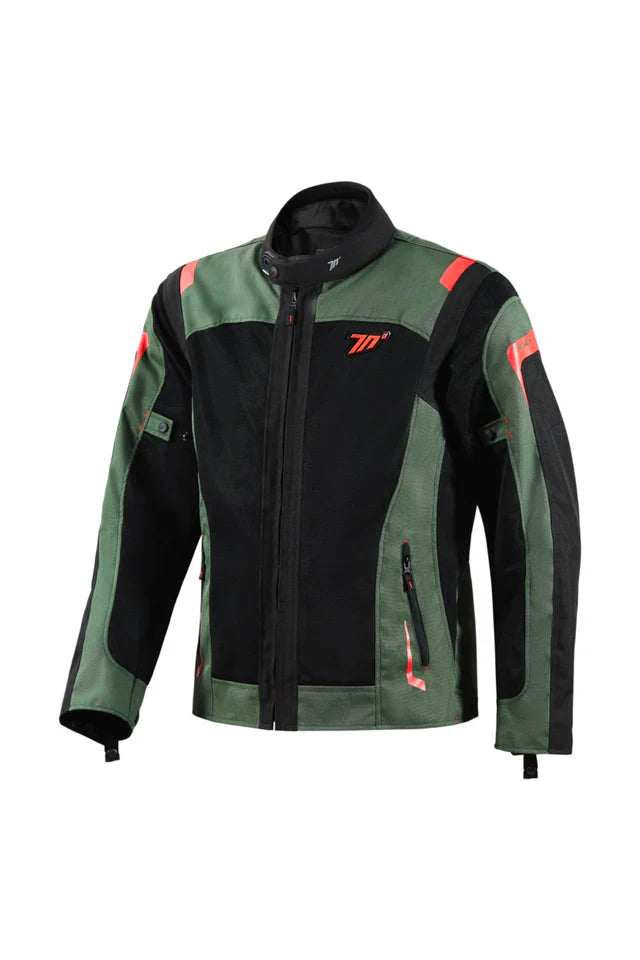 SEVENTY SD-JT66 Sahara Touring Motorcycle Jacket Miltary Green Red