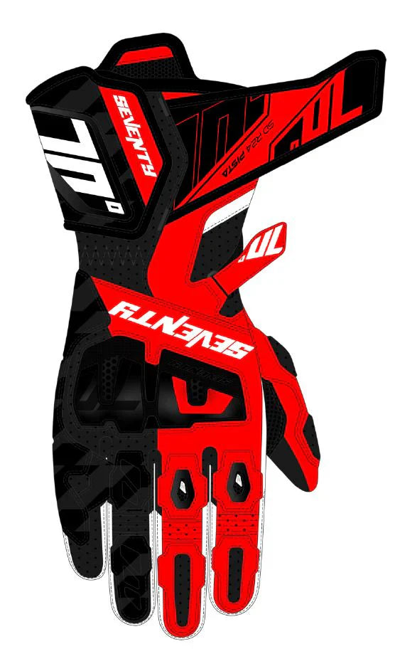 SEVENTY SD-R24 PISTA Men's Leather Motorcycle Gloves Black Red