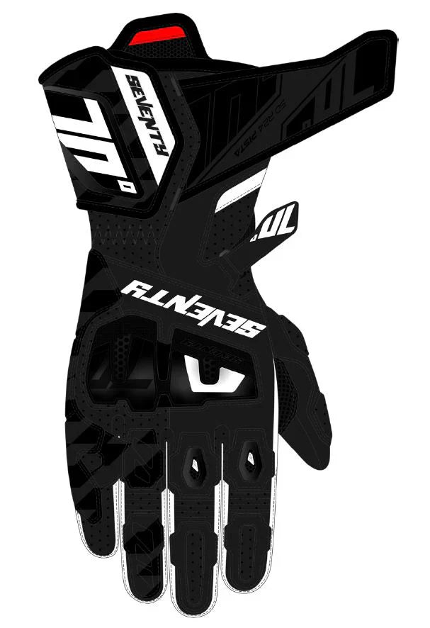 SEVENTY SD-R24 PISTA Men's Leather Motorcycle Gloves Black/White