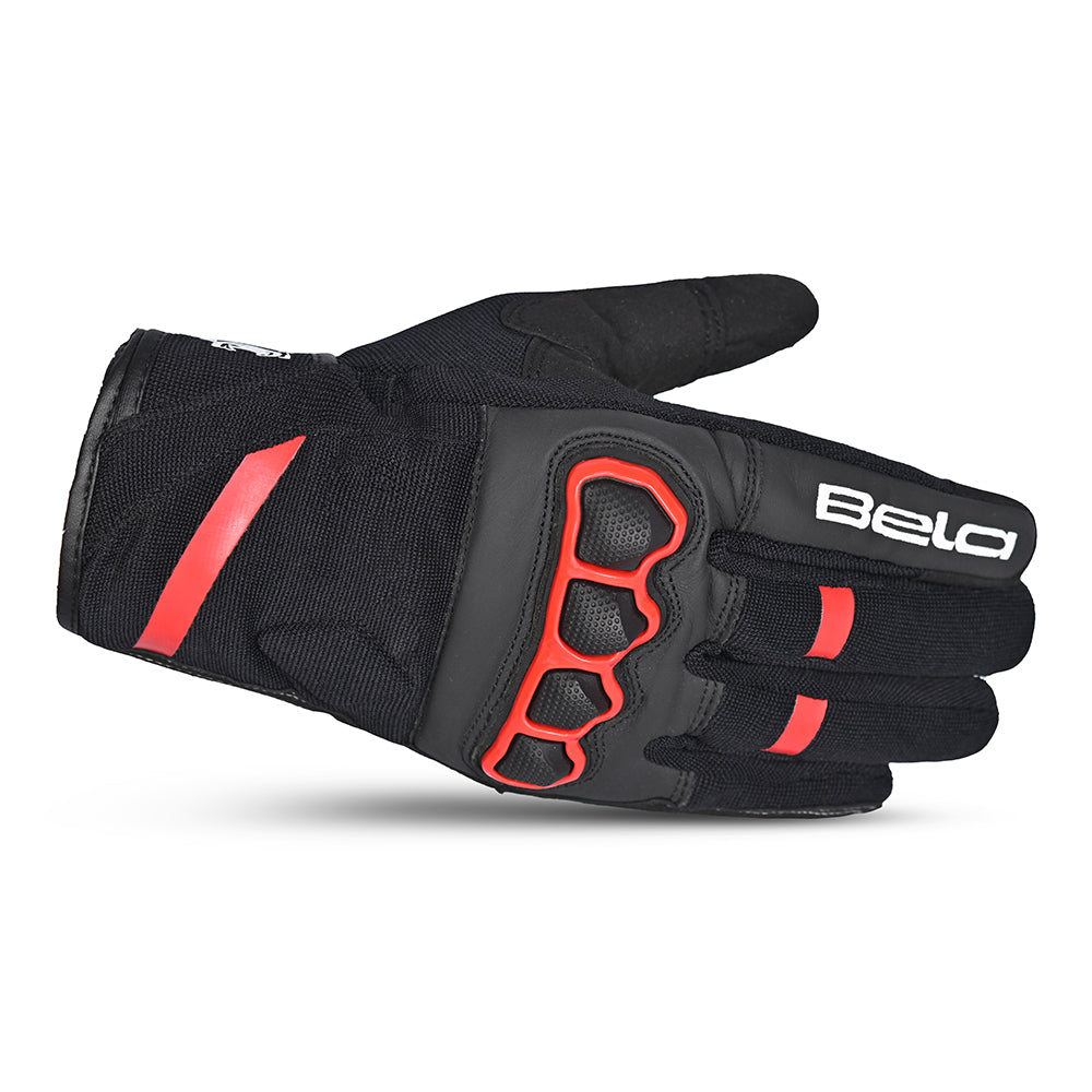 BELA Tracker Motorbike Gloves UK Black Red
