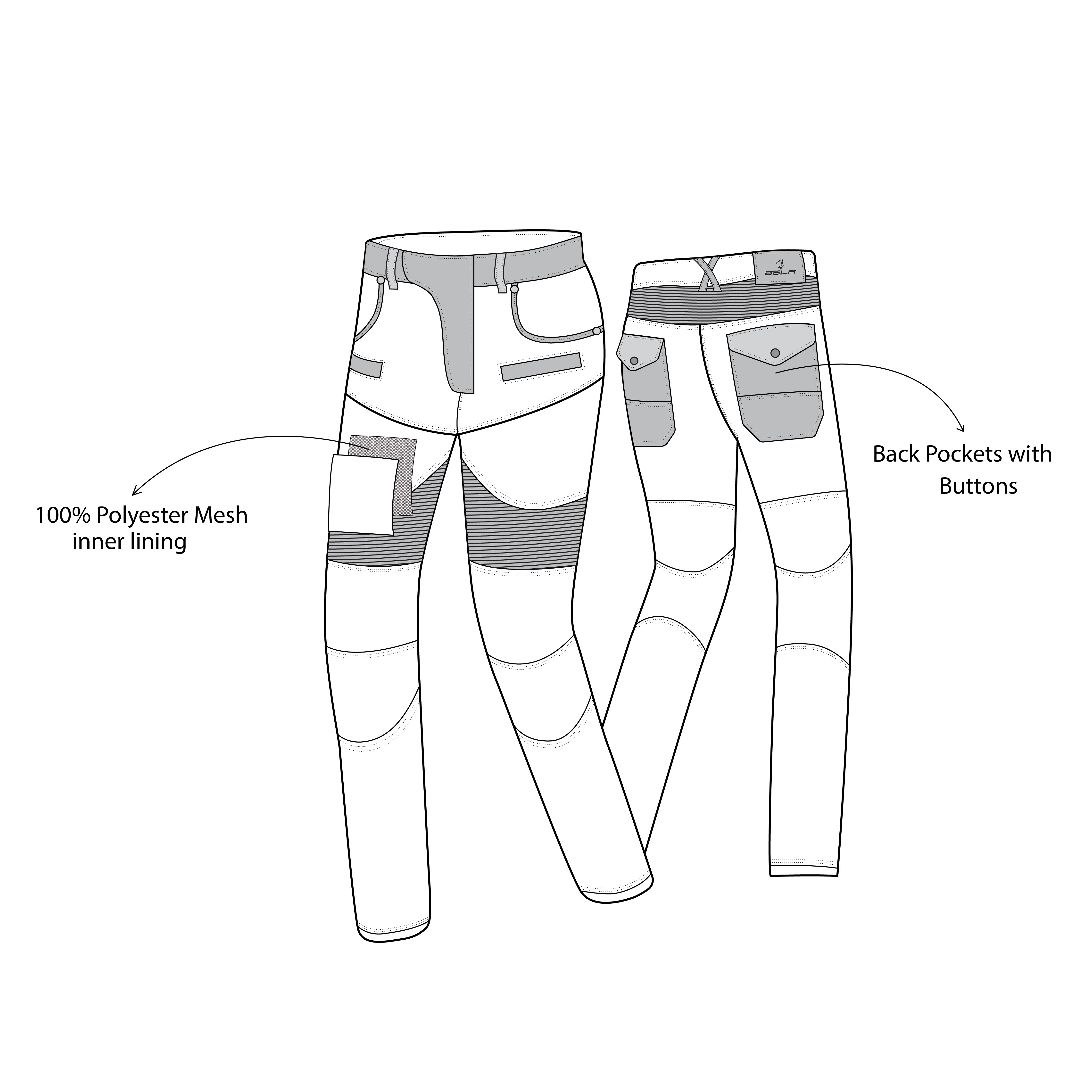infographic sketch bela alpha denim jean blue front and back view
