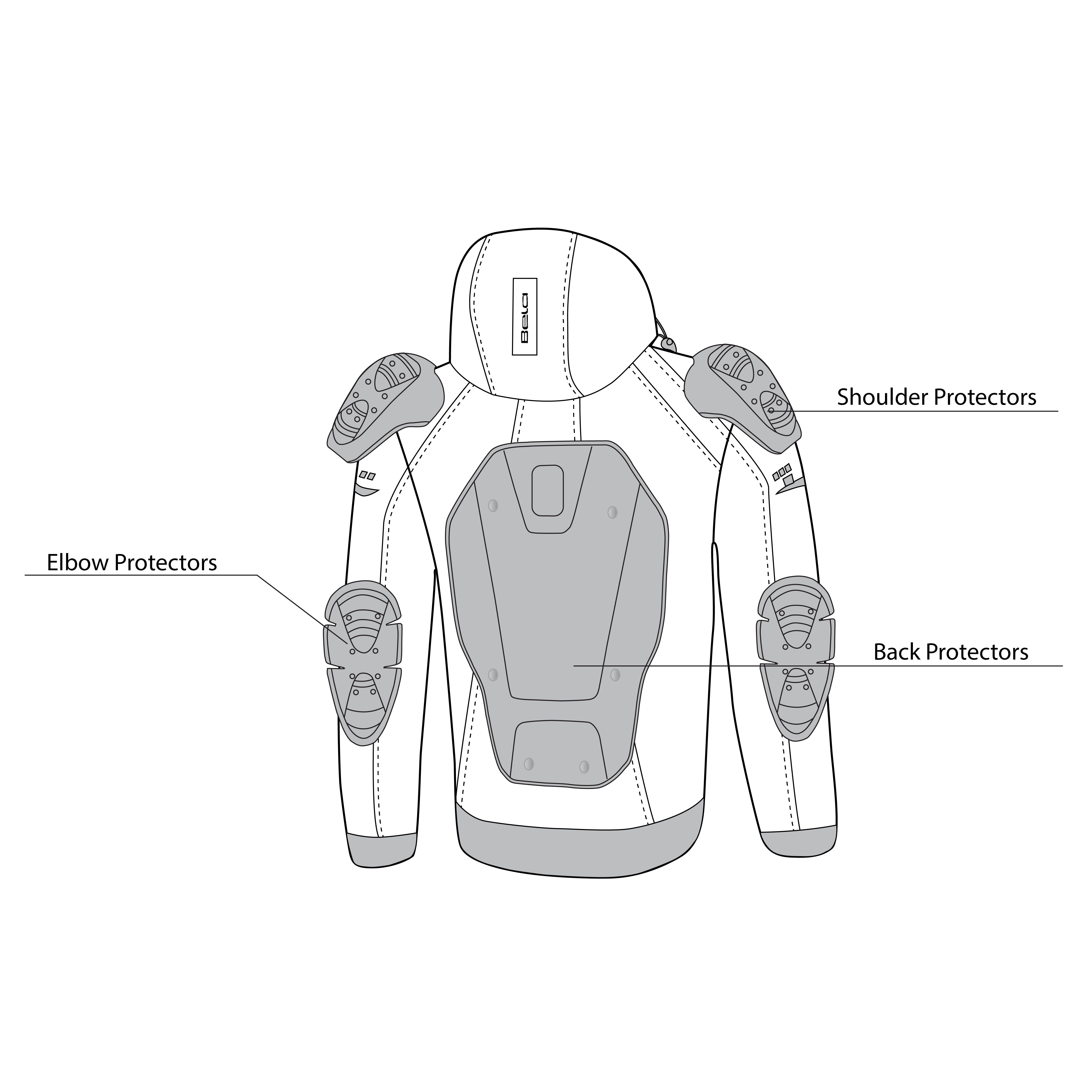 infographic sketch bela breeze softshell hoodie black and blue back side view
