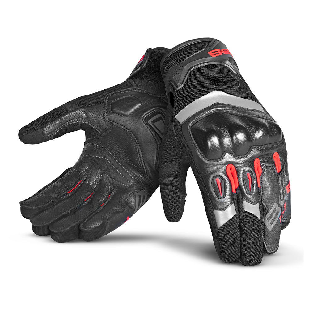bela daring racing motorbike gloves black red