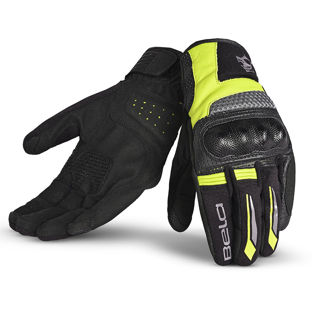 bela hero air summer mesh gloves black gray yellow flouro