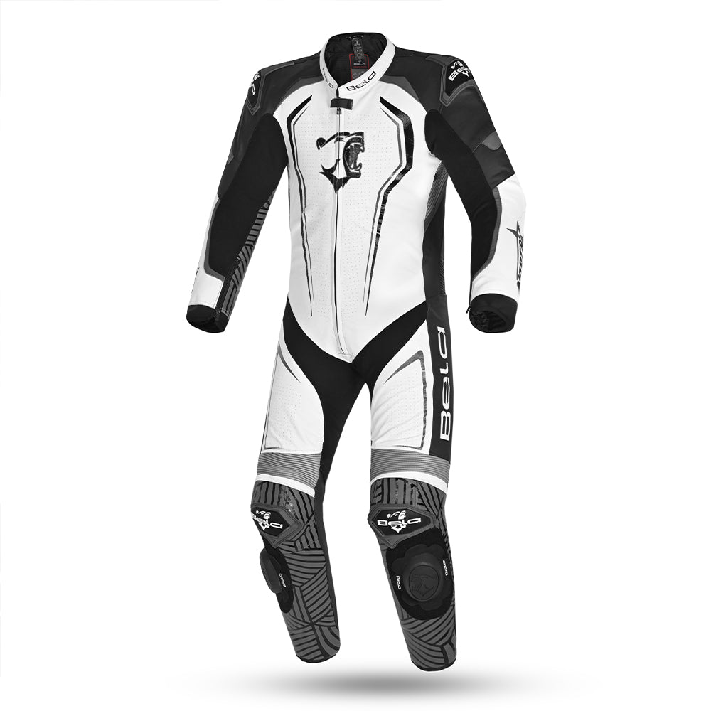 bela northstar 1pc motorcycle racing suit black white