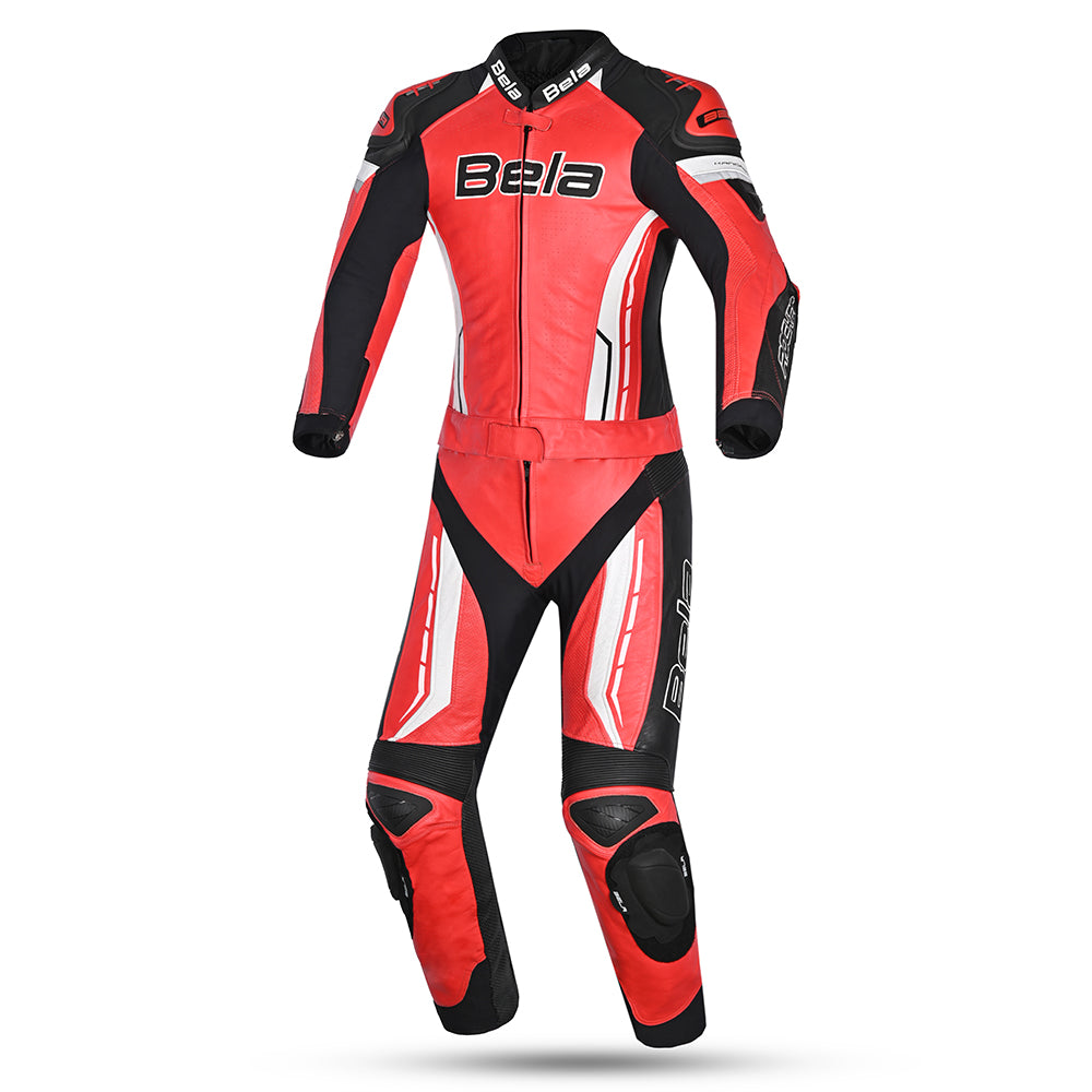 bela rocket lady 2 pc motorcycle racing suit red black white