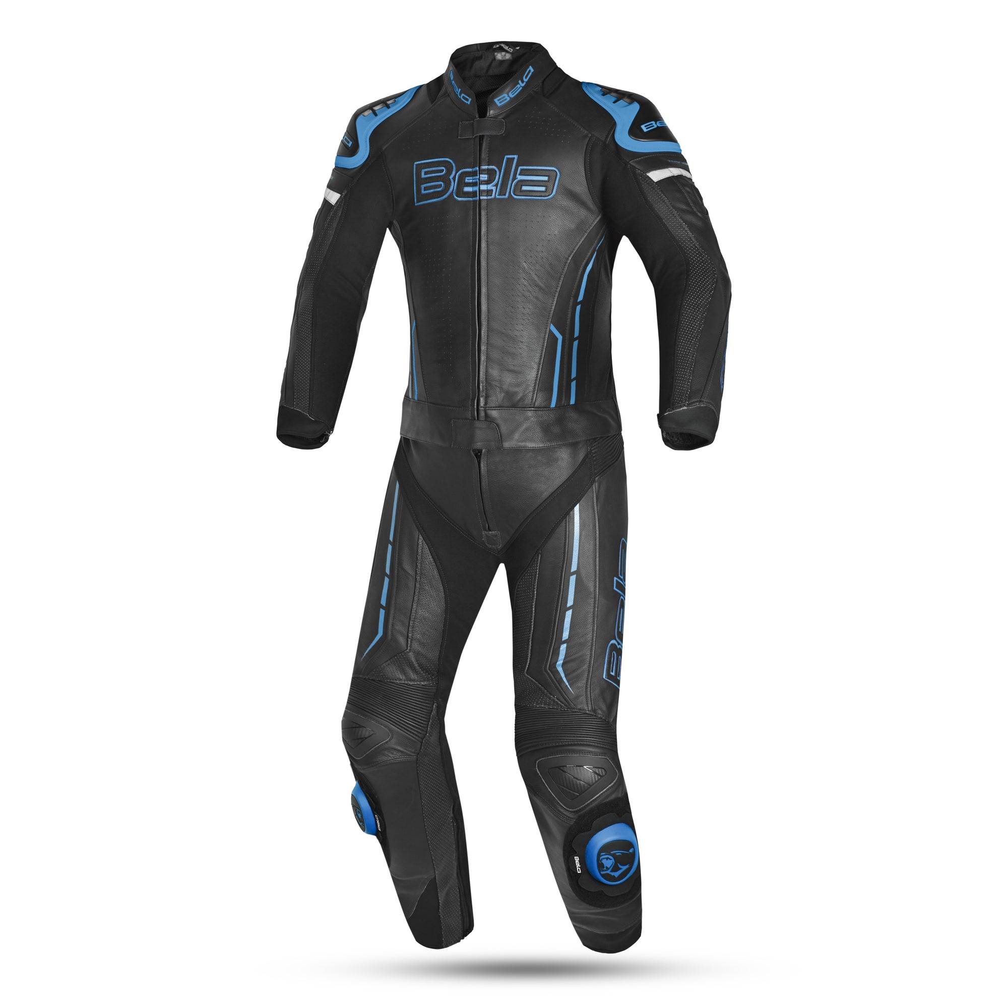 bela rocket man mix kangroo 2 pc motorcycle racing suit black blue