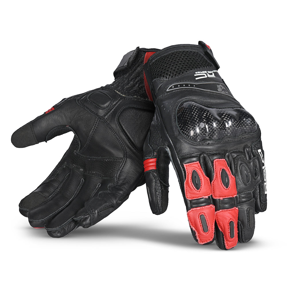 bela rocket short racing gloves black red