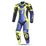 bela x race 1 pc racing leather suit blue yellow black