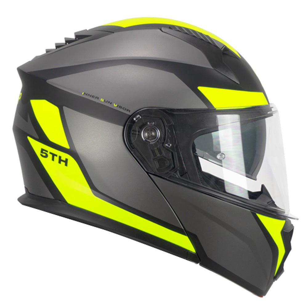 SKA-P 5THG Falcon Casco Modular Deportivo Negro Fluorescente Amarillo Mate