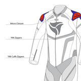 R Tech Hawk 1PC Motorcycle Racing Leather Suit Black White