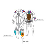 R Tech Hawk 1PC Motorcycle Racing Suit Black White Red