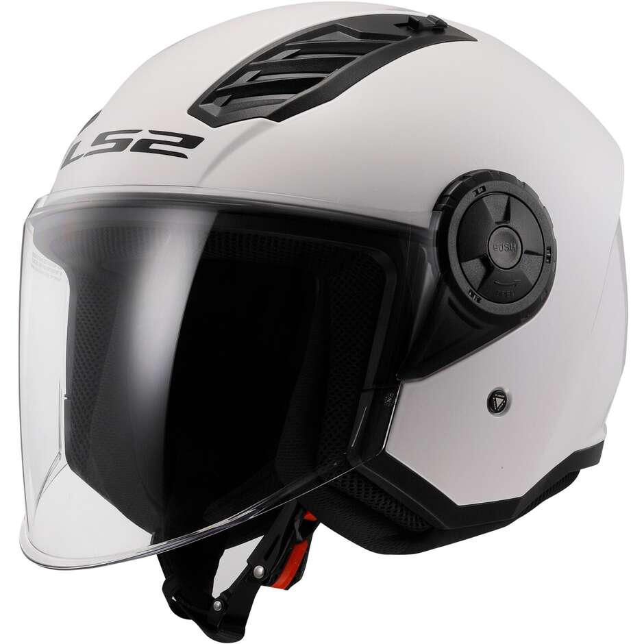 LS2 OF616 Airflow II Urban Riders Motorcycle Helmets Solid Gloss White