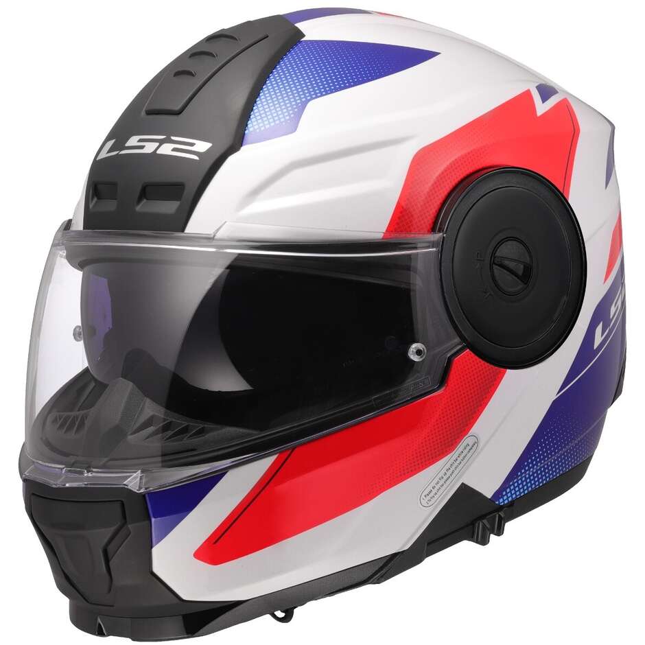 LS2 FF902 Scope II Modular Motorcycle Helmet White Blue Red maximomoto.uk!