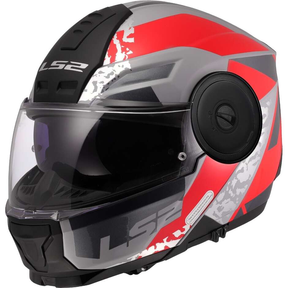 LS2 FF902 Scope II Modular Motorcycle Helmet Oxyd Grey Red maximomoto.uk!