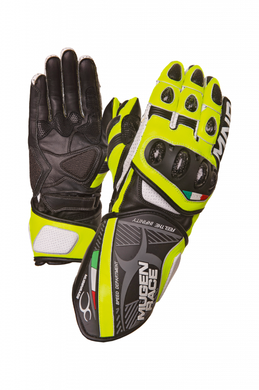 mugenrace neptun sport motorcycle gloves black yellow fluo