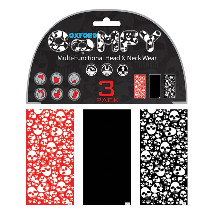 Oxford Comfy 3-Pack – Multifunctional Neck & Headwear Skulls maximomoto.uk!