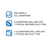 Oxford CO₂ Tyre Repair Kit 2 Compact Emergency Fix for Tubeless Tyres