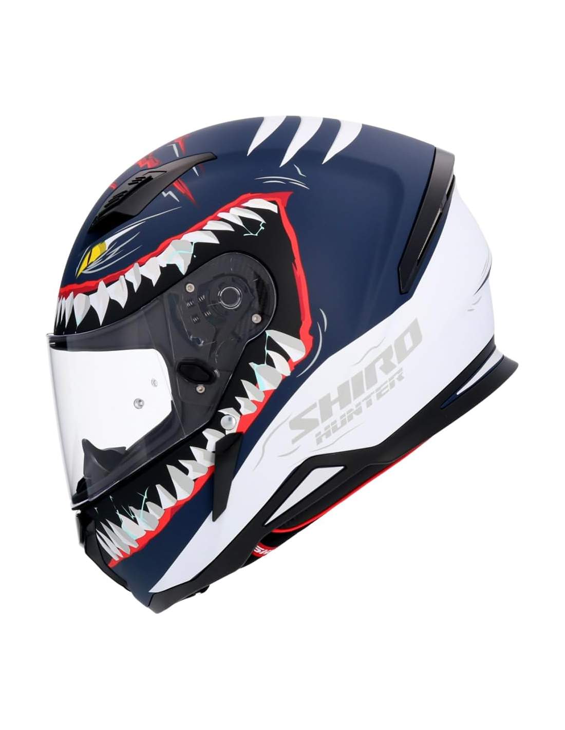 SHIRO HUNTER SHARK MOTORCYCLE HELMET DARK BLUE MATE