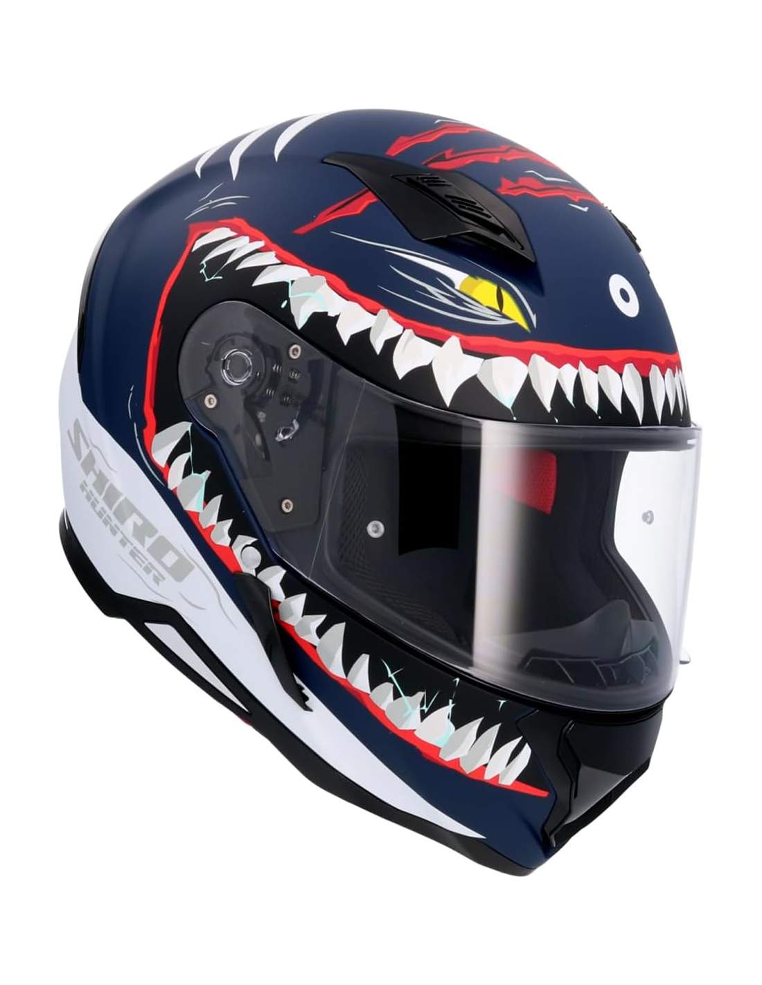 SHIRO HUNTER SHARK MOTORCYCLE HELMET DARK BLUE MATE
