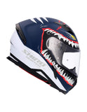 SHIRO HUNTER SHARK MOTORCYCLE HELMET DARK BLUE MATE