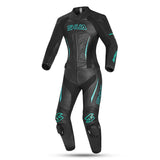 shua infinity lady 2 pc motorcycle racing suit black turquoise