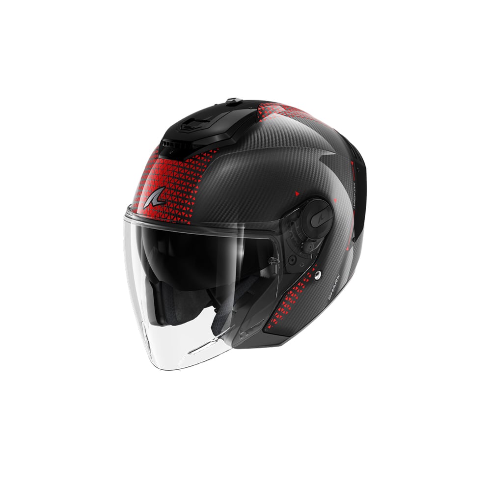 SHARK RS JET CARBON IKONIK Carbono Rojo Cromado Casco