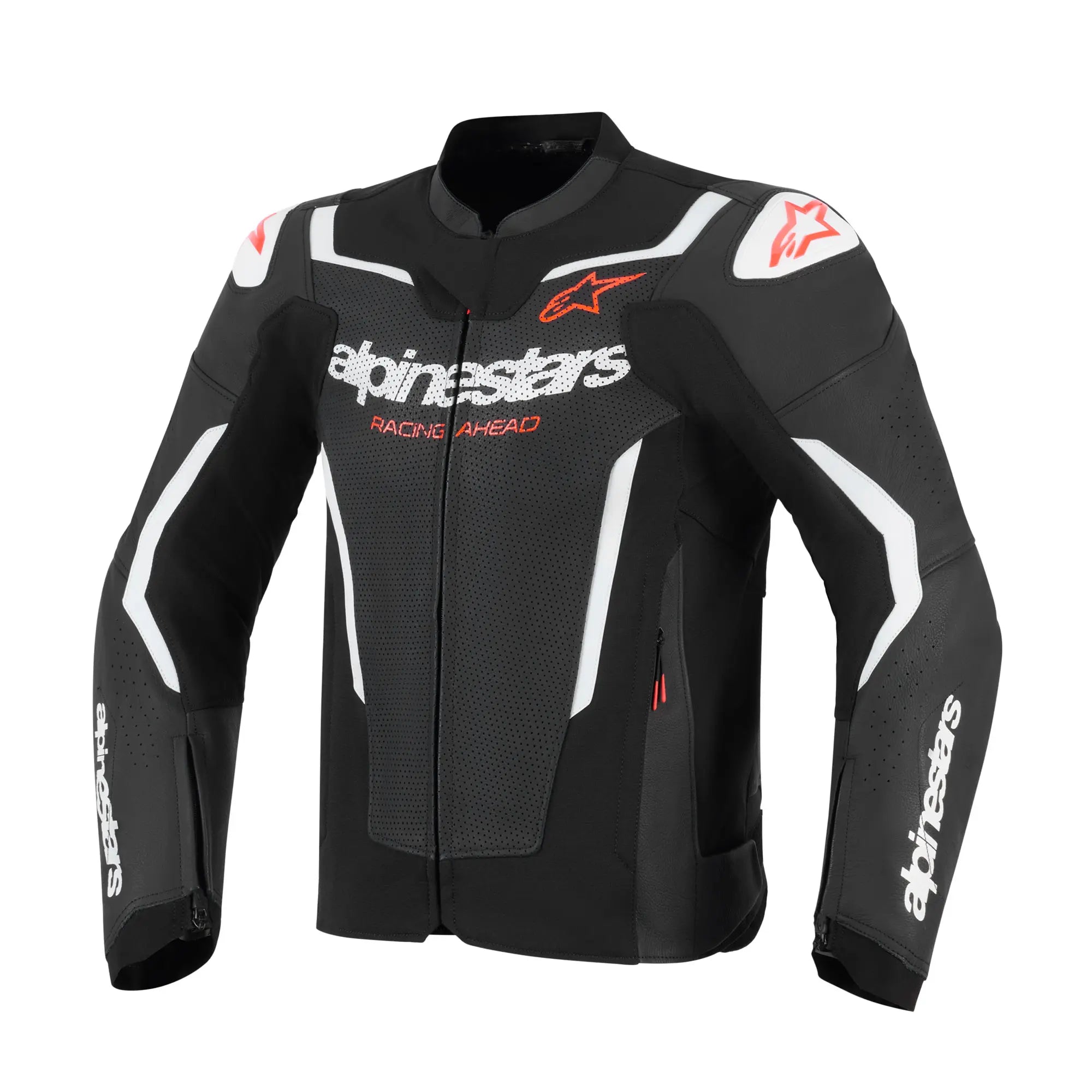 Alpinestars GP Force V2 Airflow Leather Motorcycle Jacket Black White