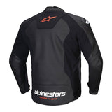 Alpinestars Faster V3 Leather Motorcycle Jacket Black Red Fluo