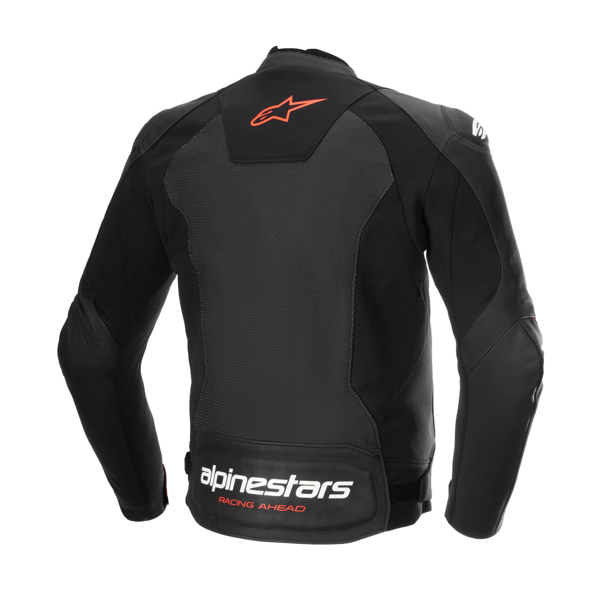 Alpinestars Faster V3 Airflow Leather Motorcycle Jacket Black Red Fluo