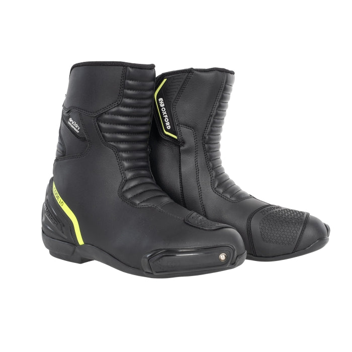 Oxford Code 1.0 Mid Dry2Dr Men’s Waterproof Motorcycle Boots Black / Fluo Yellow maximomoto.uk!